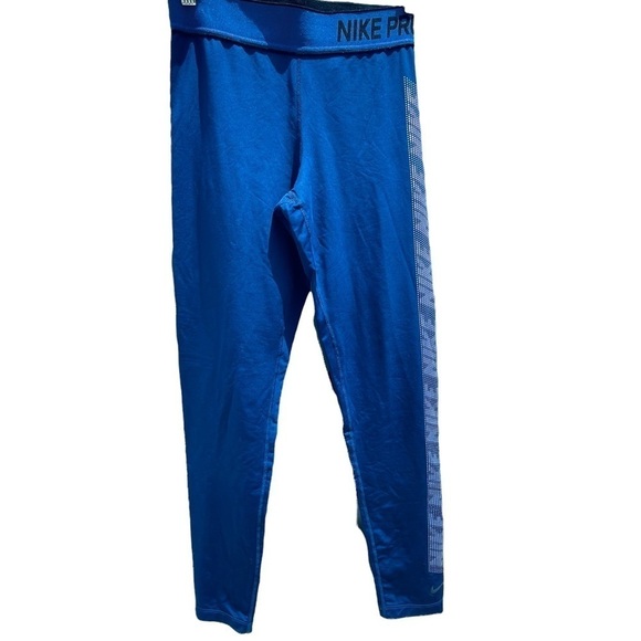 NIKE PRO Leggings Tights Purple Blue Logo Brand Down Side of Pant Medium - Picture 6 of 9